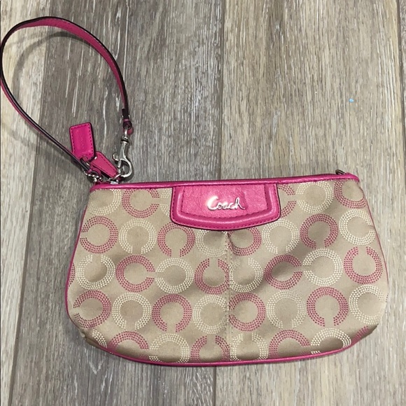 Pink and Tan small Coach wristlet - Picture 5 of 5